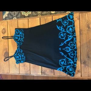 Black and blue spaghetti strap dress